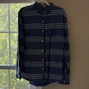 American Eagle Outfitters Navy and Sky Blue Striped Shirt
